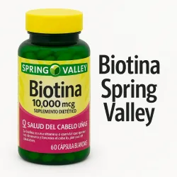 🌿 Spring Valley Biotina 10,000 mcg – 60 Cápsulas Blandas