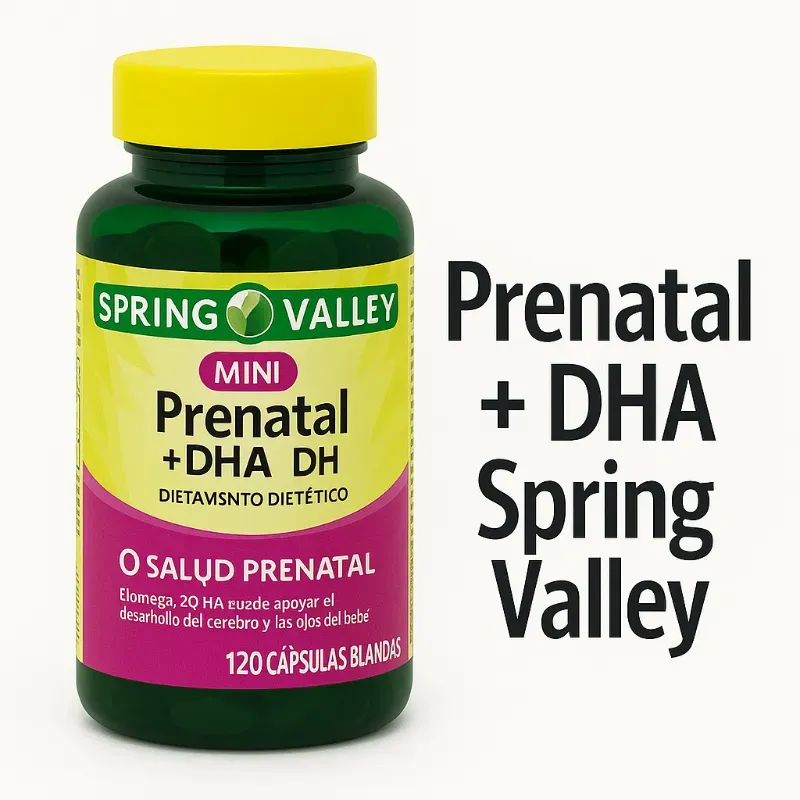 🤰 Spring Valley Prenatal + DHA – 120 Cápsulas Blandas 