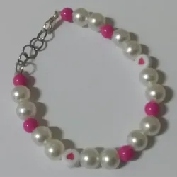 Pulsera de perlas blanca y rosadas