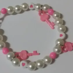 Pulsera de perlas blancas y rosadas💗
