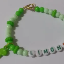 Pulsera de perlas frase LIMÓN💚