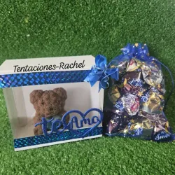 Conjunto de oso y bolsa d bombones