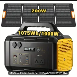 Estación de Energía Solar Portátil de 1000W+200W con Panel Plegable - Batería LiFePO4 de 1075mAh