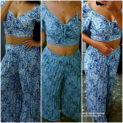 Conjunto de Pantaloneta Azul de Mujer