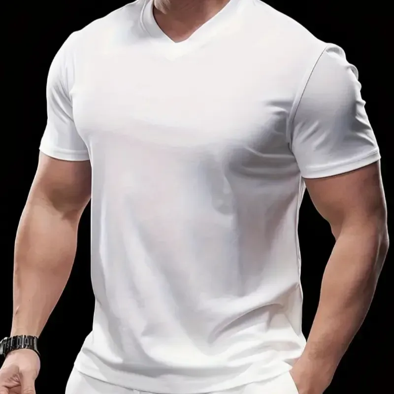 Pullover Blanco Cuello V de hombre 