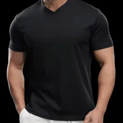 Pullower Negro Cuello V de hombre 