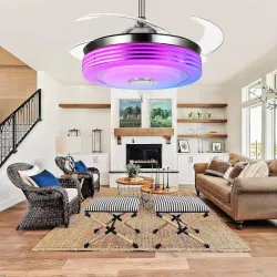 💡Lámpara de techo Nizzato con ventilador, luces LED y Bluetooth