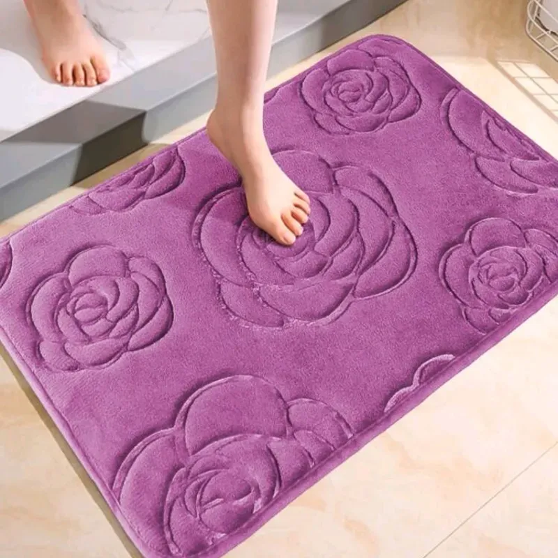 Alfombra Malva con Diseño de Flores 