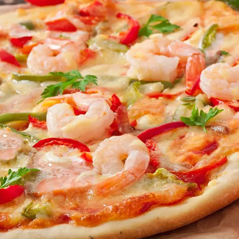 🍕Pizza Familiar con Camarones 🍤 y Queso Gouda 🧀