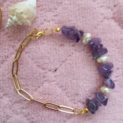 Brazalete planar con perlas y gemas