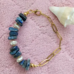 Brazalete planar con perlas y gemas