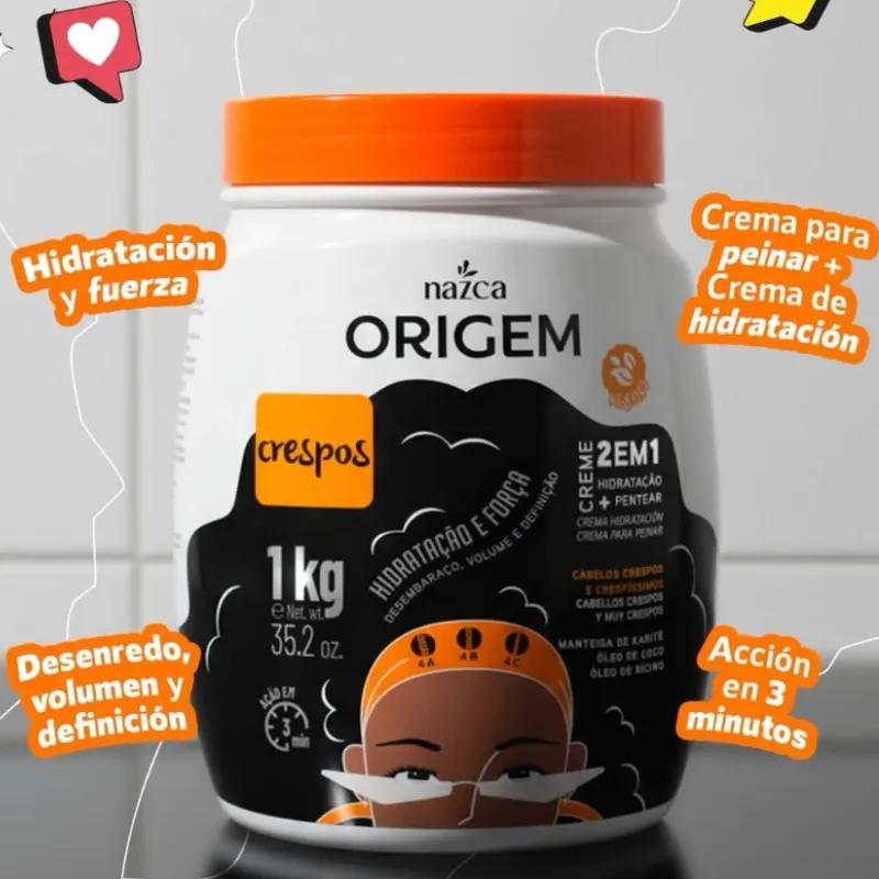 Crema Origem 2 en 1 Cabellos Rizados 1kg