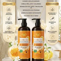 Set Shampoo y Acondicionador de Colágeno,miel y vitaminas 900ml