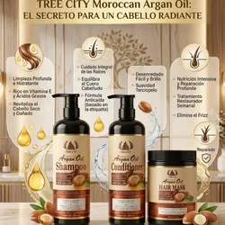Set triple de Shampoo+Acondicionador+Crema de tratamiento de Argán