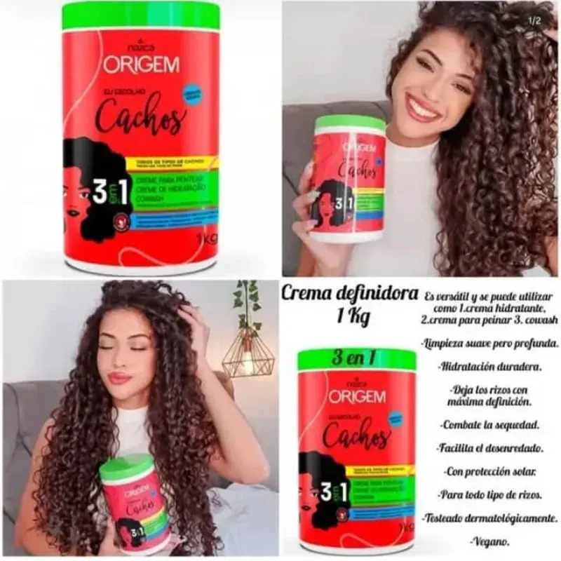Crema para peinar, hidratar y definir rizos 3 en 1