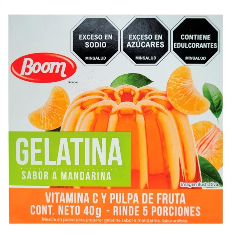 1204002 - Gelatina de Naranja Boom 40 g (5 paquetes de 8 g por unidad) (Caja con 48 unidades) - U/M: U