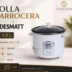 Olla Arrocera Desmatt 1.8 Litros 700W 110V – Modelo KEC-118