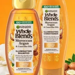 Garnier Whole Blends Moroccan Argan & Camellia Oils Shampoo + Acondicionador | Cabello Brillante e Hidratado