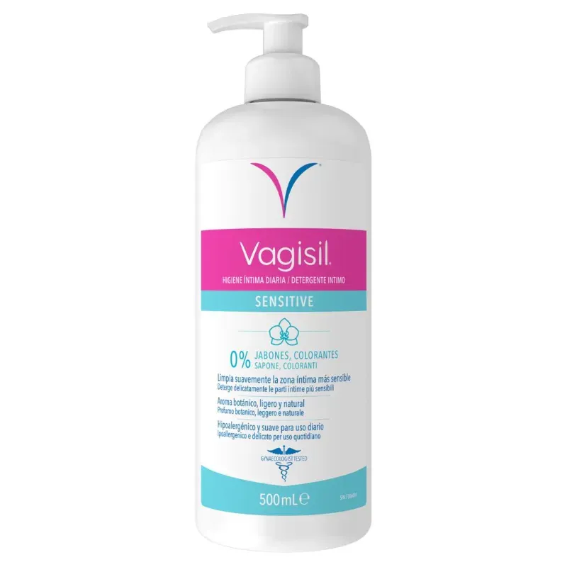 GEL INTIMO VAGISIL SENSITIVE 500ml , HIGIENE SUAVE Y PH BALANCEADO 