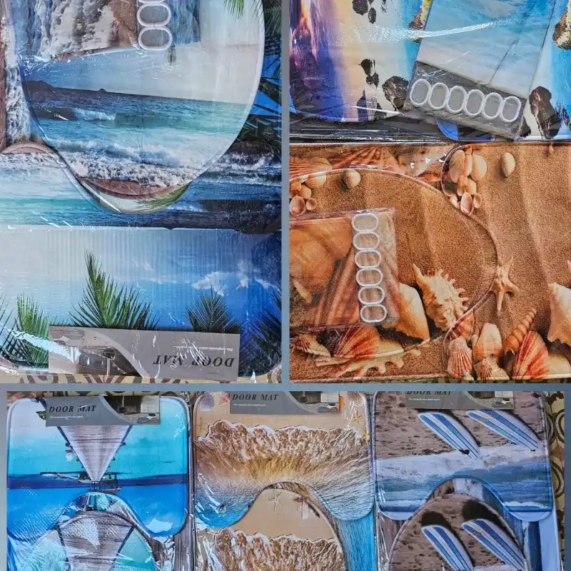 Juego de cortina + Alfombras 