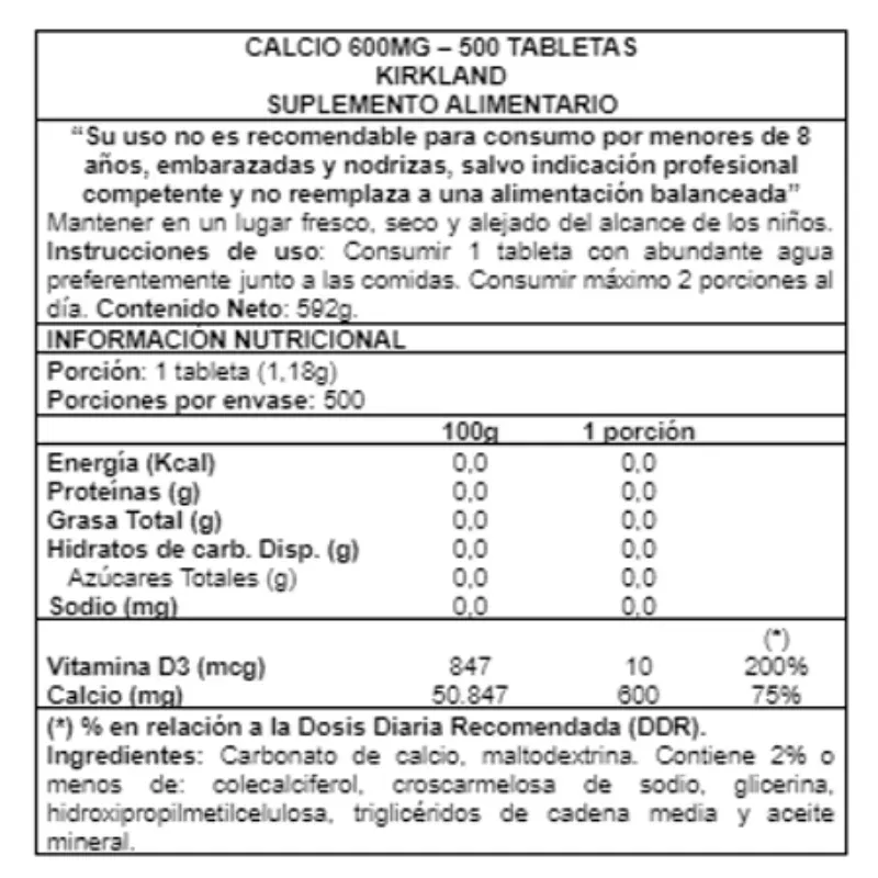 Calcio con Vitamina D3 (venta x tableta)