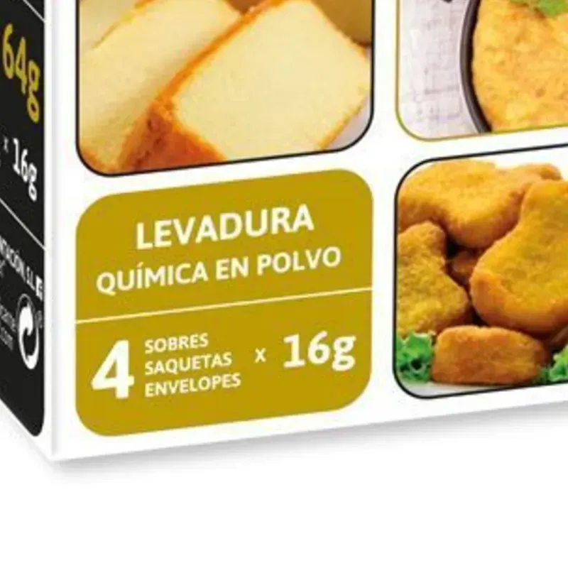 Levadura en polvo  64g marca La Barraca (contiene 4 sobres x 16 g)