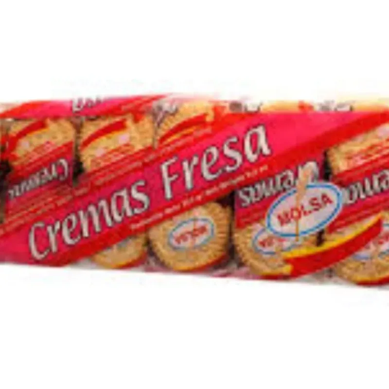 Galletas crema Molsa rellenas 264g. Sabor fresa (contiene 12 paquetes)