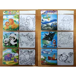 Conjunto de 3 rompecabezas y dibujo