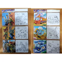 Conjunto de 3 rompecabezas y dibujo