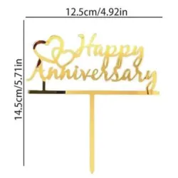 Toppers de Happy aniversary dorado