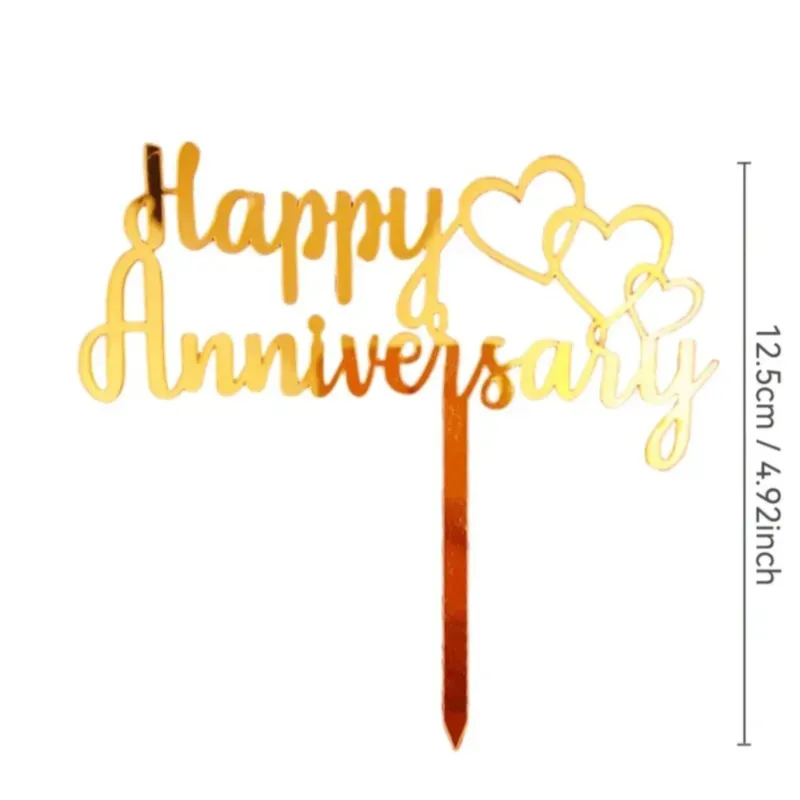 Toppers de Happy aniversary dorado
