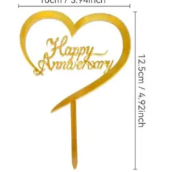 Toppers de Happy aniversary dorado