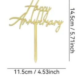 Toppers de Happy aniversary dorado