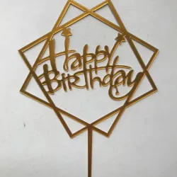 Toppers de Happy Birthday dorado