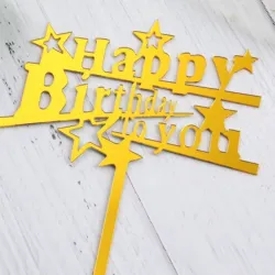 Toppers de Happy Birthday dorado