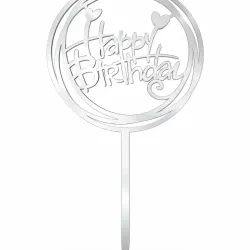 Toppers de Happy Birthday plateado