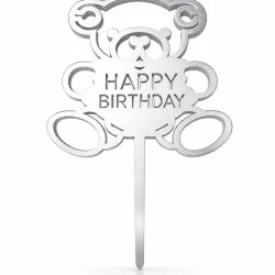 Toppers de Happy Birthday plateado