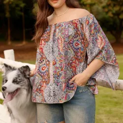 Blusa estampada. Talla 0xl