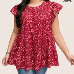 Blusa roja de puntos blancos. Talla 1xl