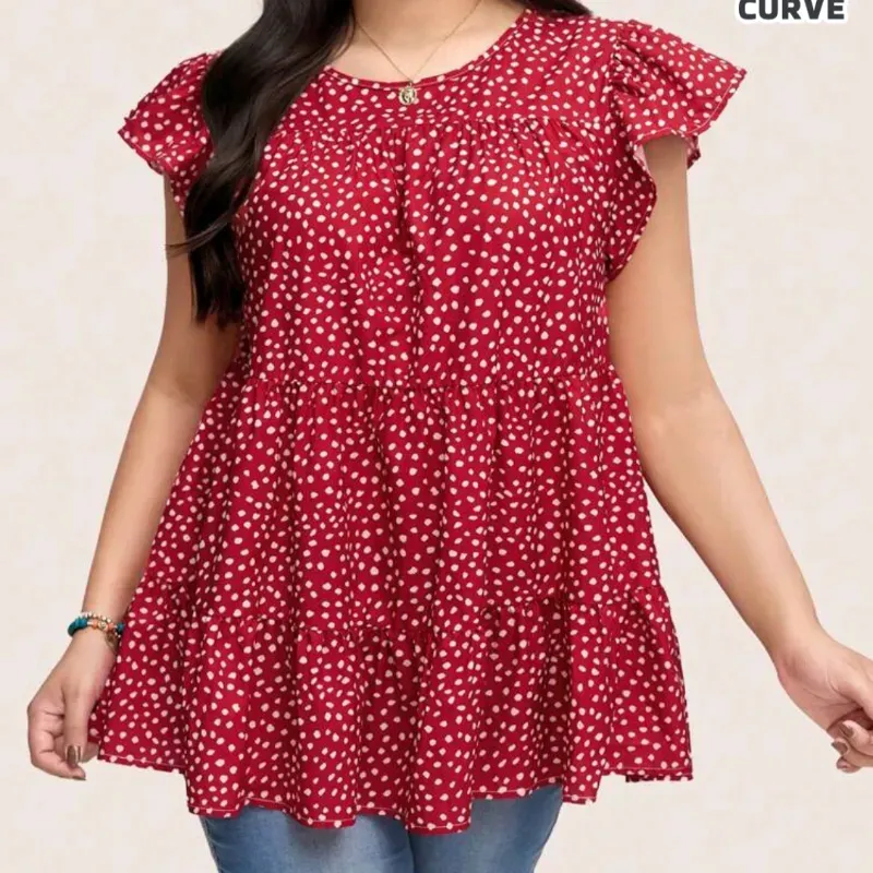 Blusa roja de puntos blancos. Talla 1xl