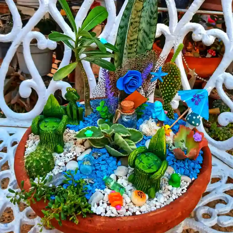Minijardin color azul