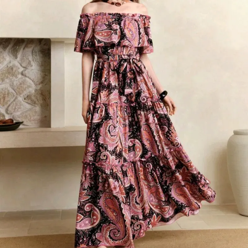 Vestido largo estampado. Talla L