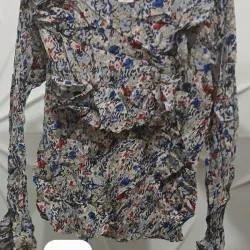 Bluda estampada rn azul mangas largad se recoge a 3/4