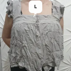 Blusa bambula corta color gris