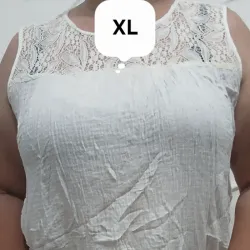 Blusa blanca de bambula sin mangas