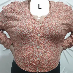 Blusa narsnja estampada hilo mangas largas