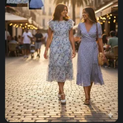 Vestido azul claro estampado