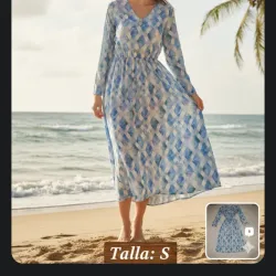 Vestido azul claro mangas largas