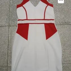 Vestido blanco y rojo tipo secretaria