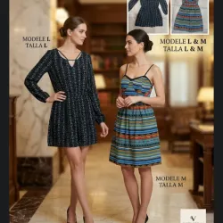 Vestido mangas largas negro y verde